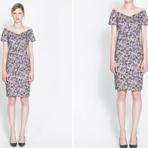 Zara boatneck printed floral dress in lavender -  S